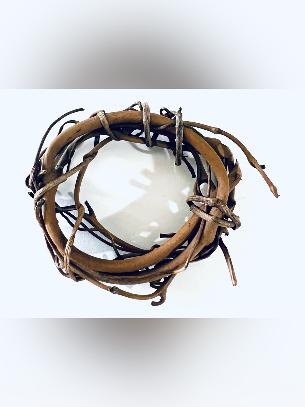 Rustic Natural Grapevine Wreath Ring Mini Vine Twig Candle Farmhouse Decor 4”
